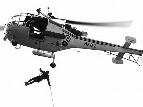 A Sud Aviation Alouette III helicopter of the HKAAF in actio