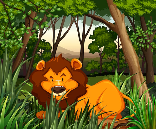 Lion in the jungle