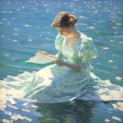Woman on the water reading