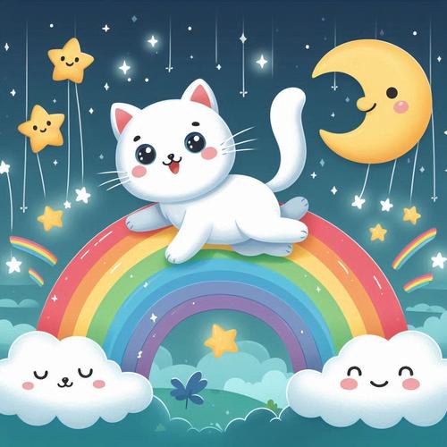 Cat on rainbow