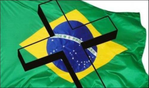 Flag of Brazil with cross