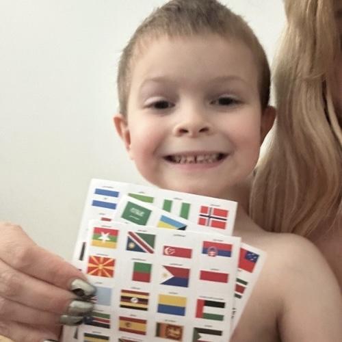 Davin with flags