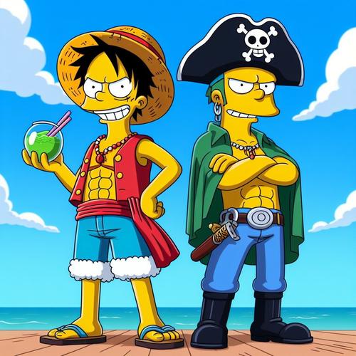 Luffy and Zoro Simpson