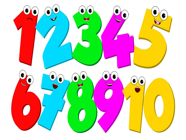Números da escola dos desenhos animados e jogo de caça-palavras de dígitos