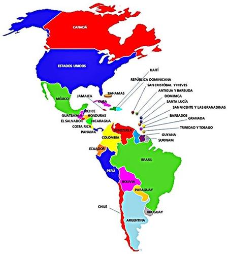 MAPA DE LAS AMERICAS