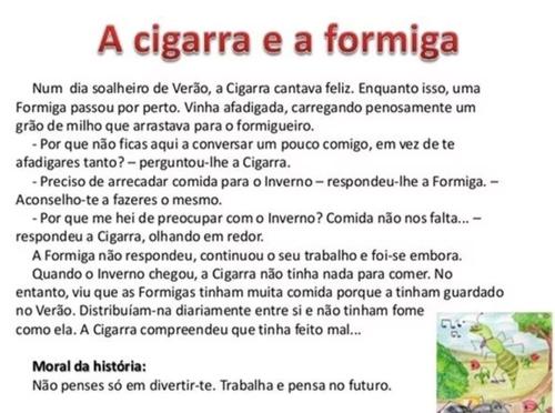 Texto cigarra e a formiga