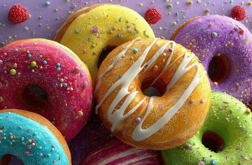 Rainbow Glazed Donuts